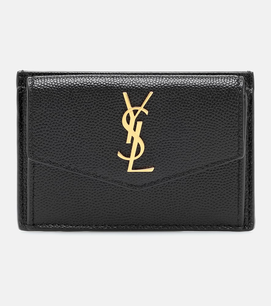 Saint Laurent Pebbled Leather Zip Card Case In Black
