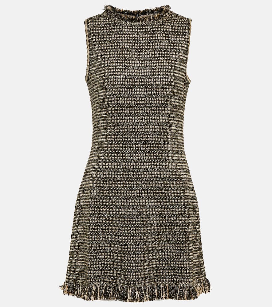 Oscar De La Renta Fringe Detail Pencil Dress In Black/gold