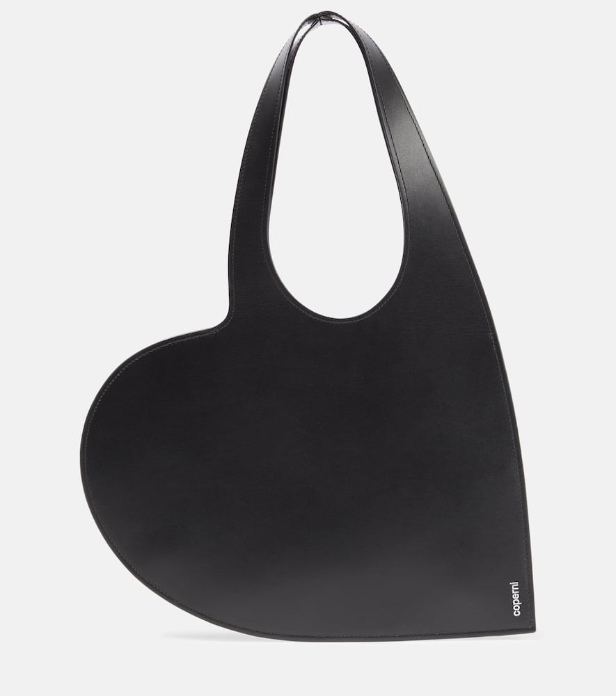 Shop Coperni Heart Mini Leather Tote Bag In Black