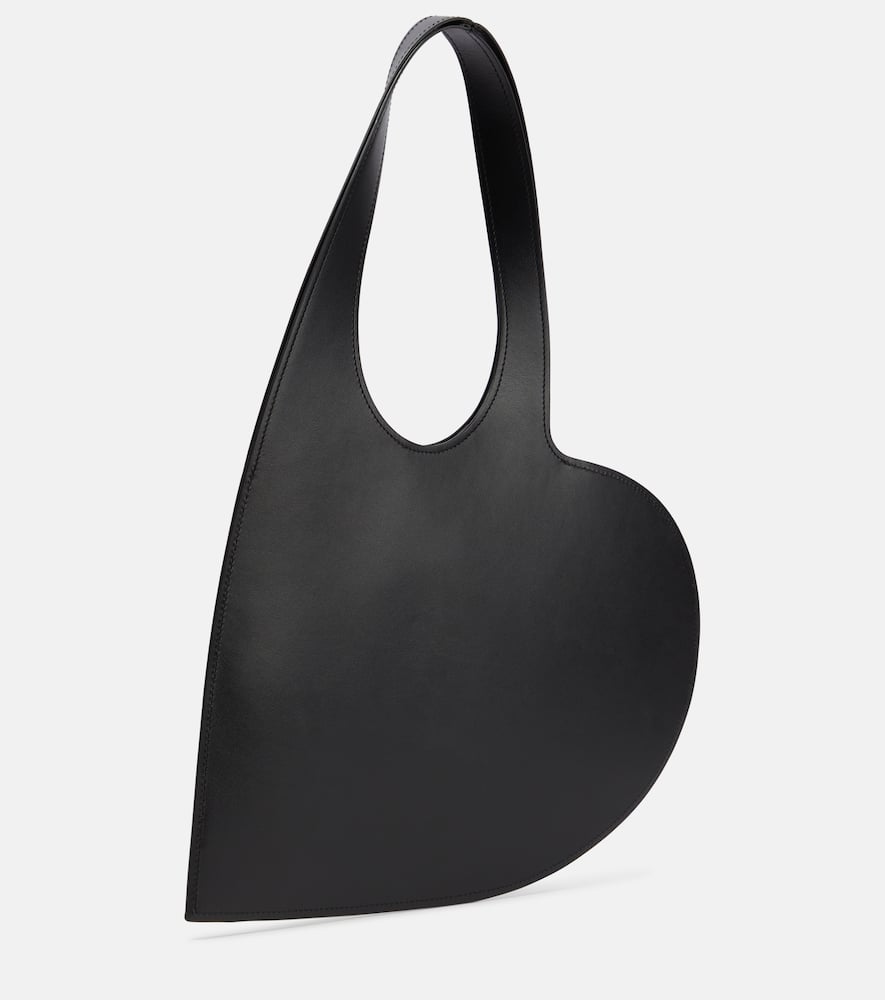 Shop Coperni Heart Mini Leather Tote Bag In Black