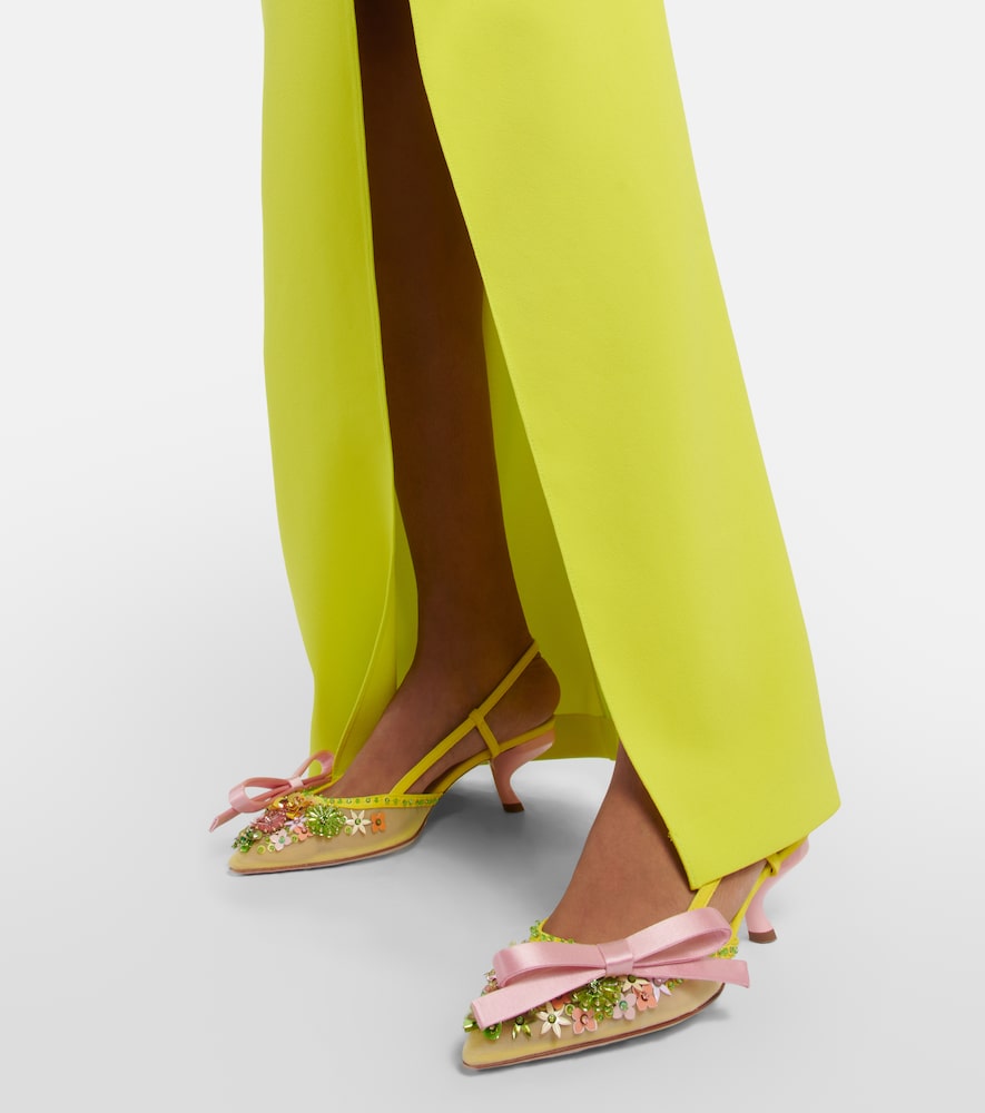  Roger Vivier Roger Vivier Virgule Embellished Satin Slingback Pumps 