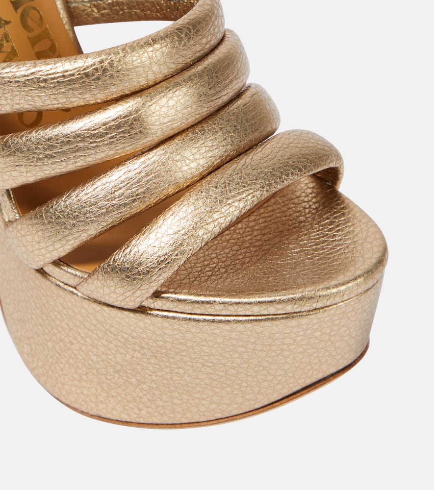 Shop Vivienne Westwood Britney Metallic Leather Platform Sandals In Gold