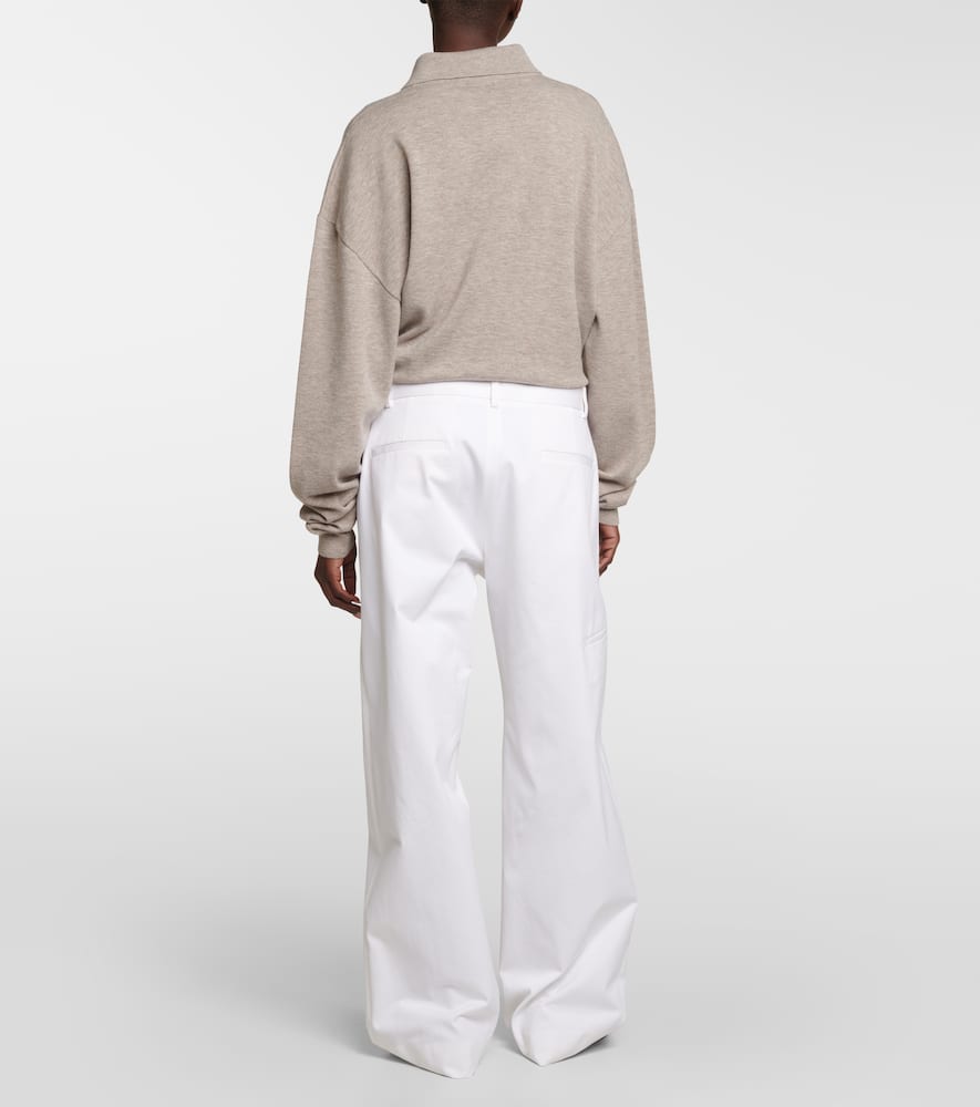 Shop The Row Perseo Cotton And Silk Wide-leg Pants In White