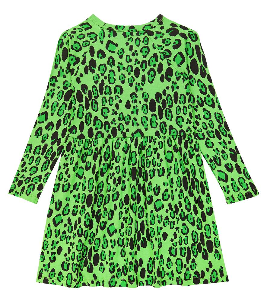 Mini Rodini Leopard-print Cotton Jersey Dress In Green