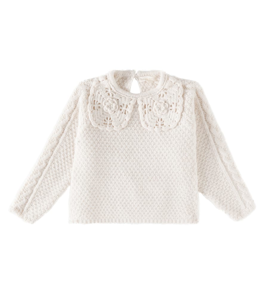 Louise Misha Hilda crochet-trimmed cotton sweater