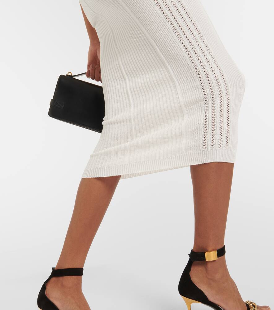 Balmain White Knit Dress With Double Straps In White