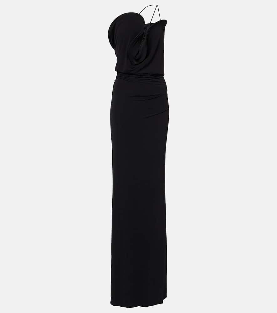 Asymmetric jersey midi dress