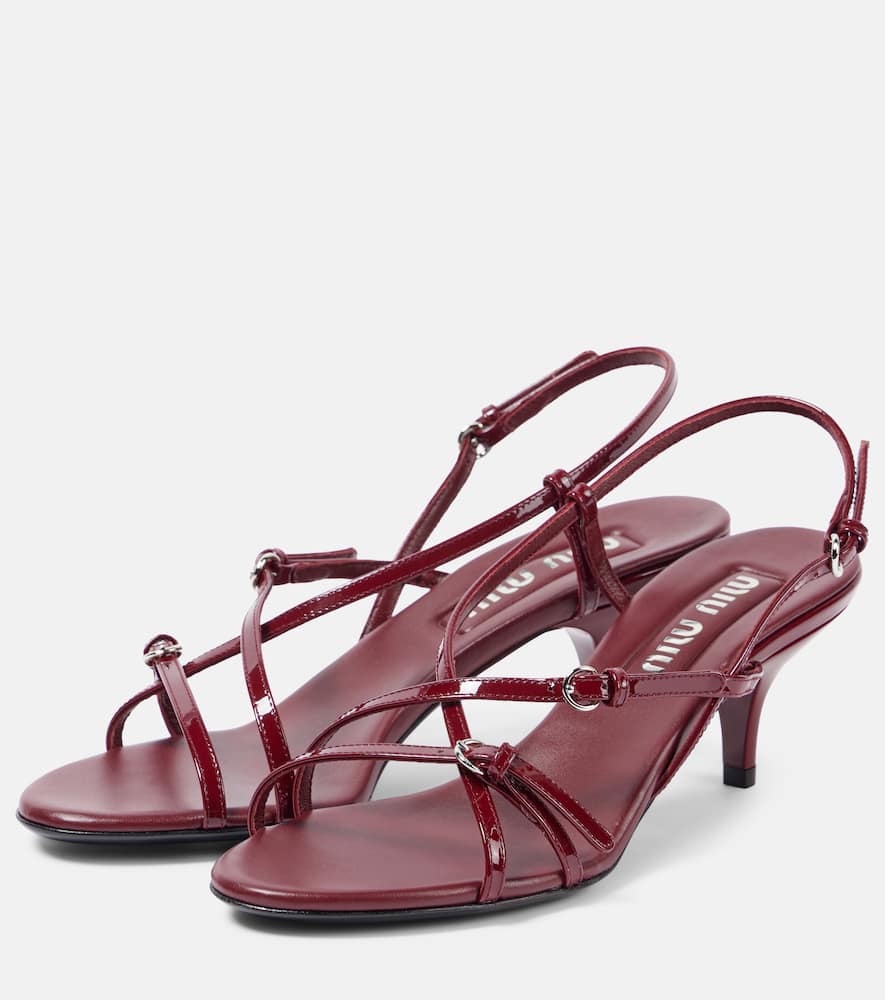 Miu Miu Vernice Strappy Leather Slingback Sandals In Black