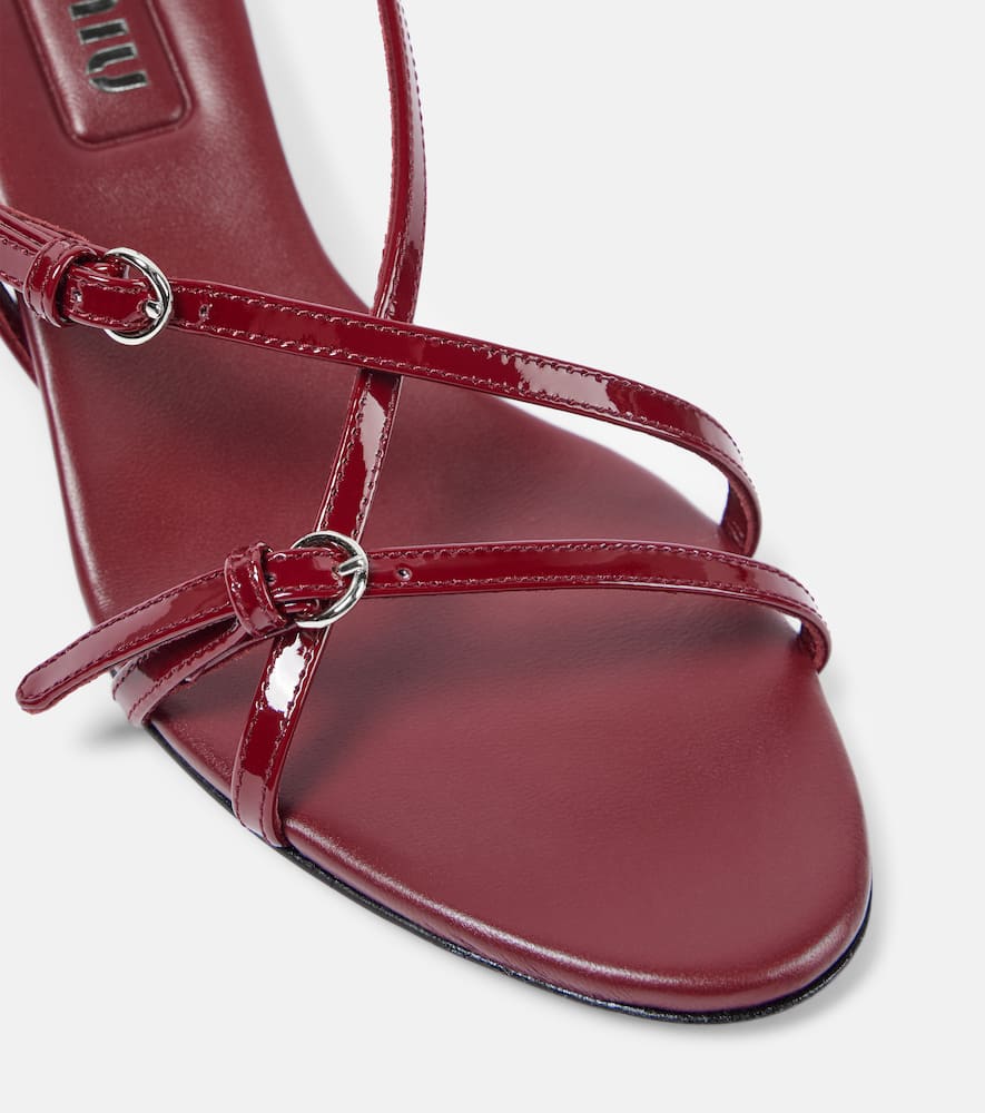 Miu Miu Vernice Strappy Leather Slingback Sandals In Black