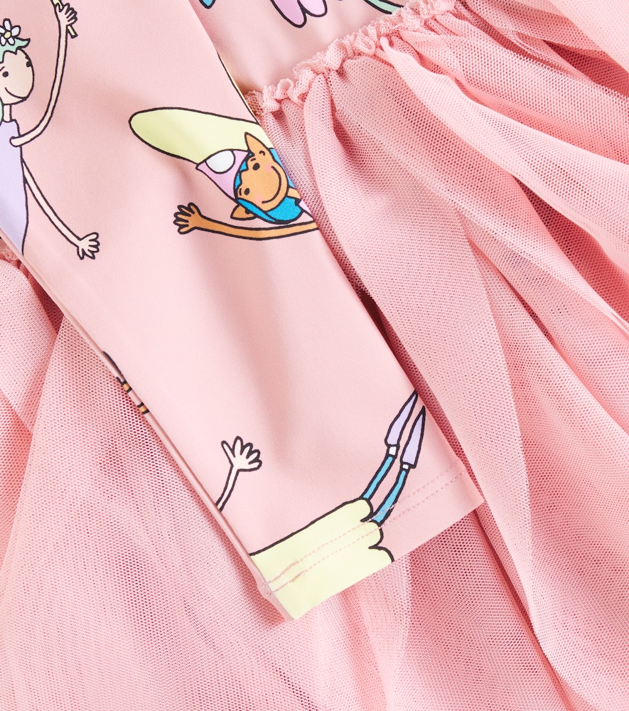 Stella Mccartney Kids Stella Mccartney Kids Berucktes Kleid Aus Jersey Und Tüll 