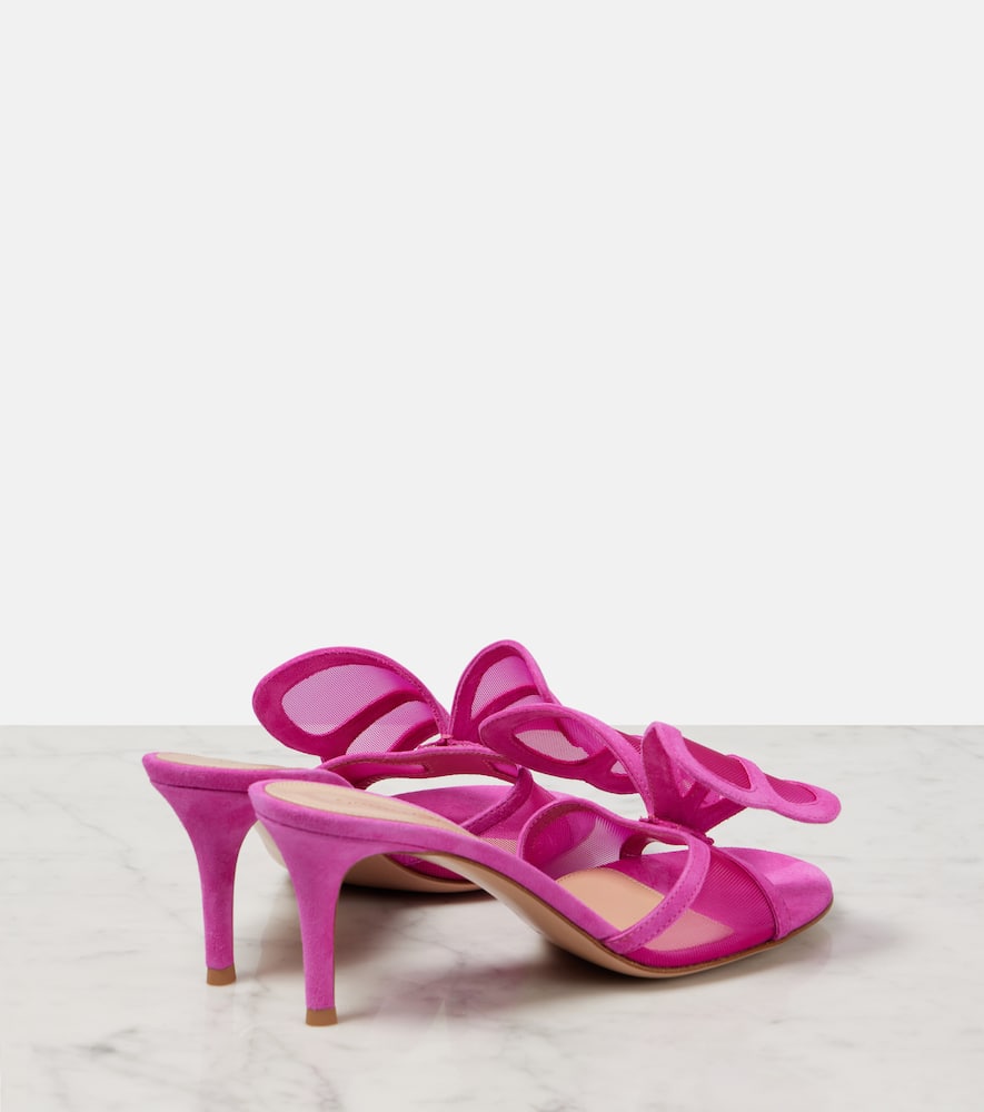 Gianvito Rossi Ilia 70 Mesh Mules In Pink