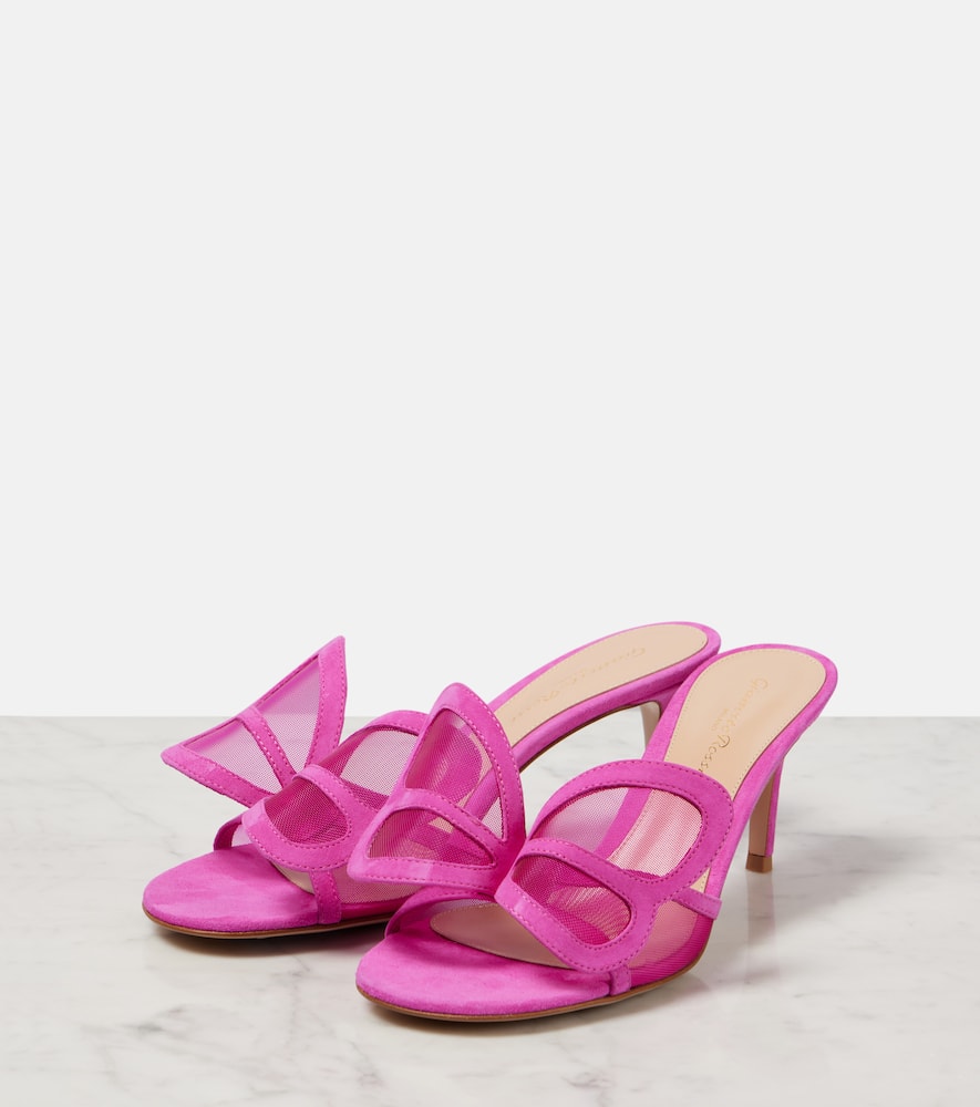 Gianvito Rossi Ilia 70 Mesh Mules In Pink