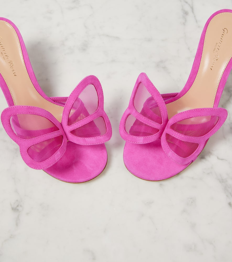 Gianvito Rossi Ilia 70 Mesh Mules In Pink