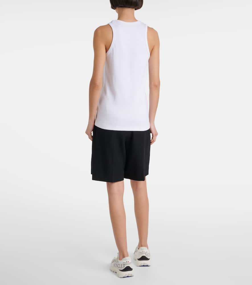 Moncler Beaded Embroidery Cotton Blend Tank Top In White