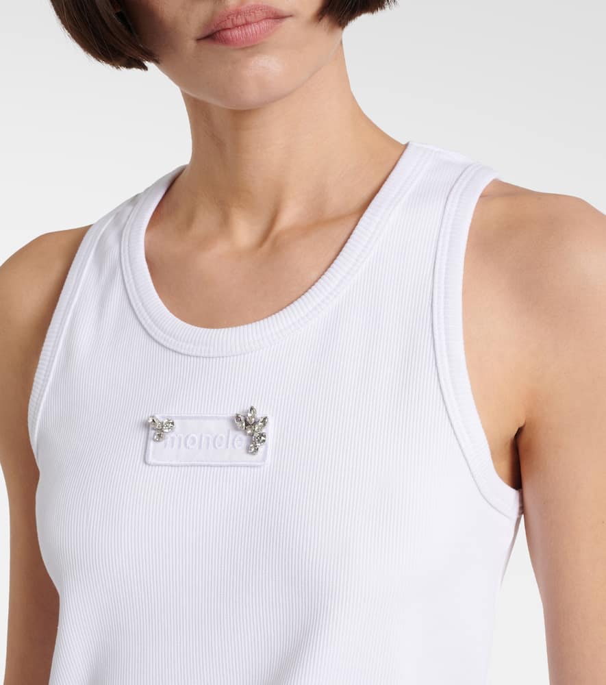 Moncler Beaded Embroidery Cotton Blend Tank Top In White