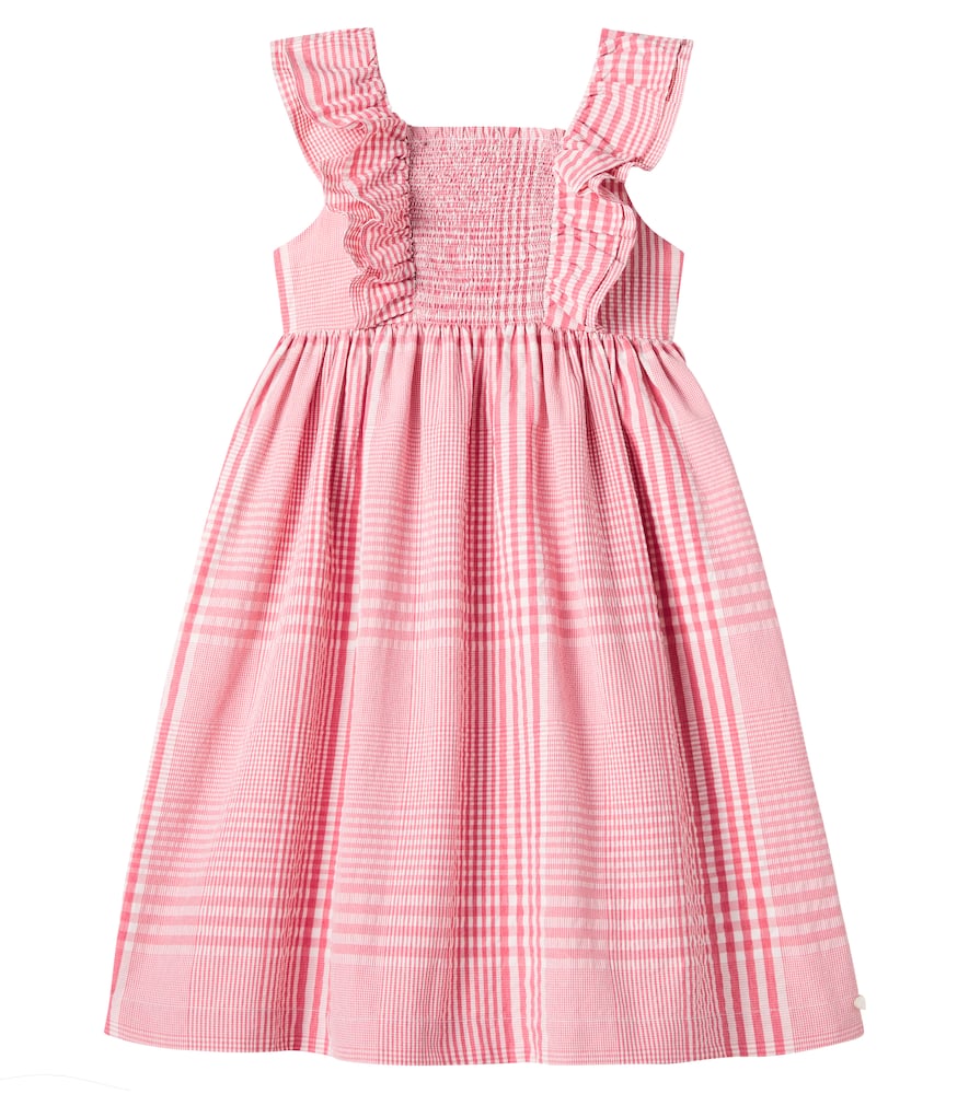 Tartine Et Chocolat Checked Ruffled Shirred Dress