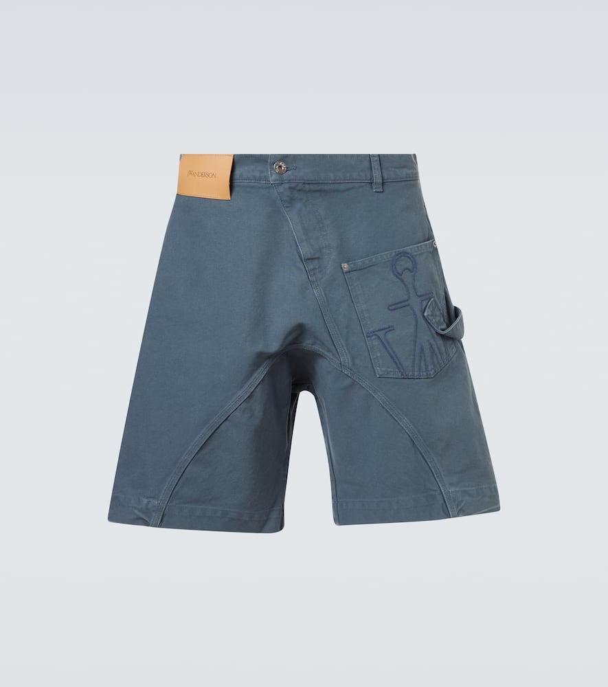 Twisted cotton canvas Bermuda pants