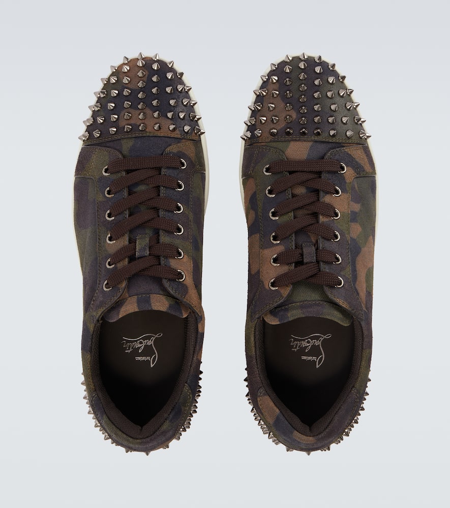 Christian Louboutin Seavaste Camouflage Spiked Suede Sneakers In Green