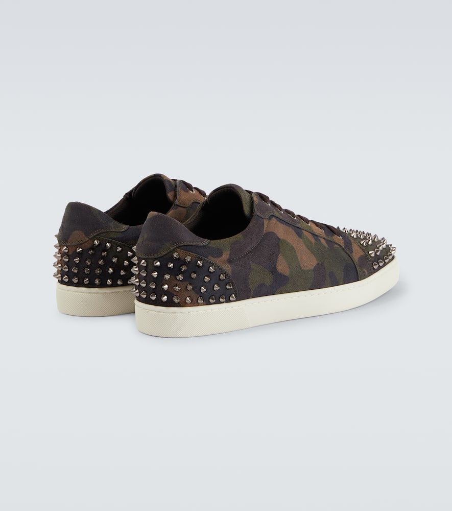 Christian Louboutin Seavaste Camouflage Spiked Suede Sneakers In Green