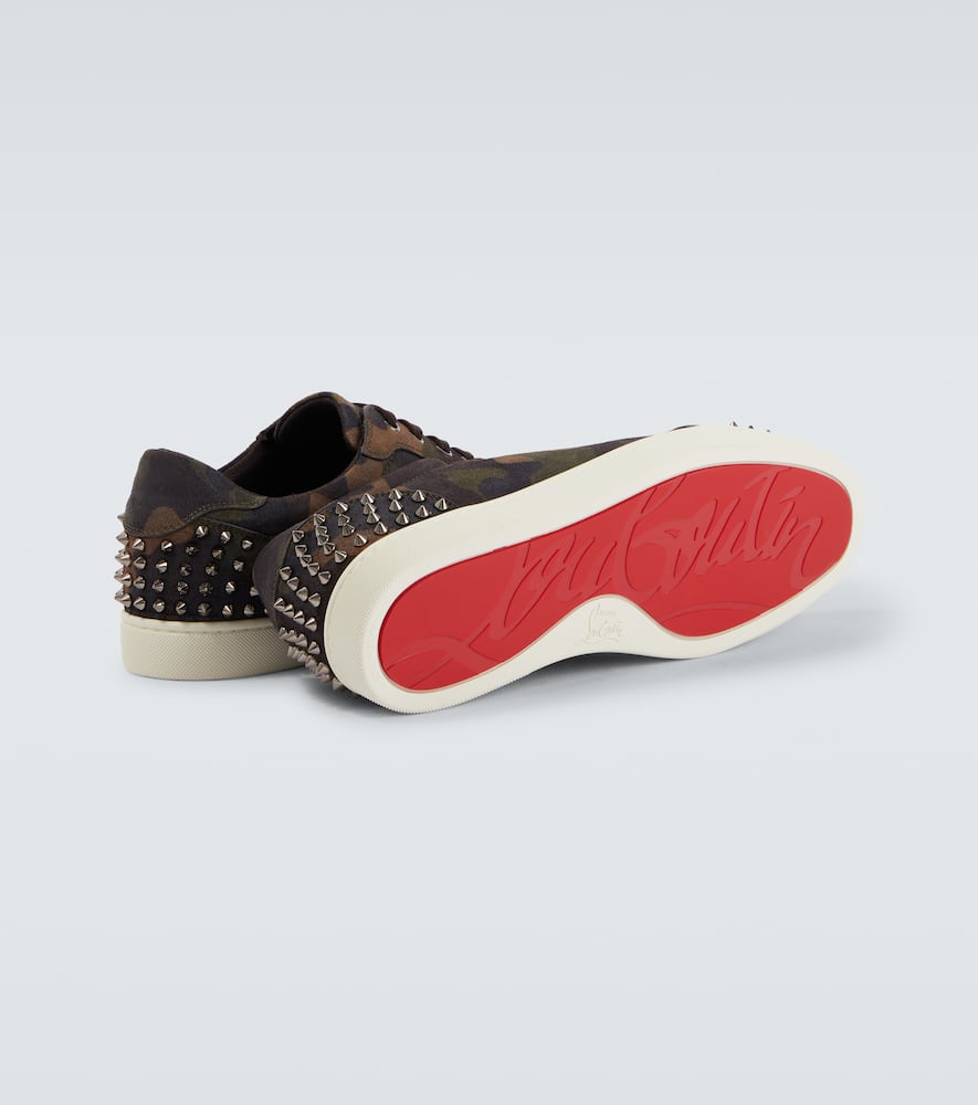 Christian Louboutin Seavaste Camouflage Spiked Suede Sneakers In Green
