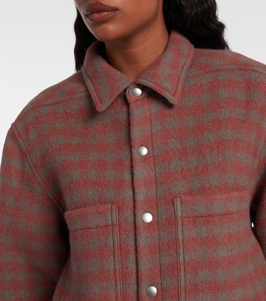 Rick Owens Checked Virgin Wool Overshirt In Burgundy
