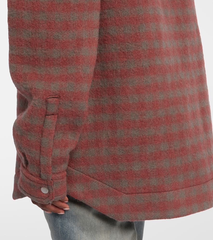 Rick Owens Checked Virgin Wool Overshirt In Burgundy