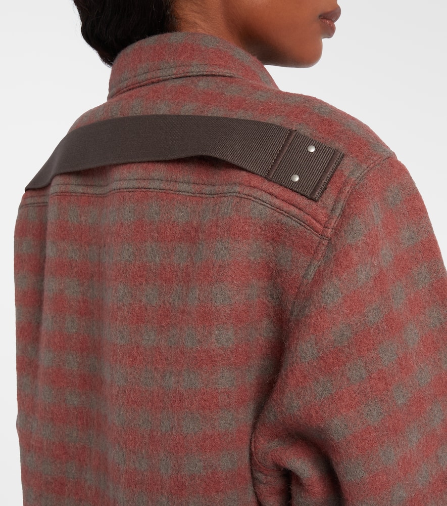Rick Owens Checked Virgin Wool Overshirt In Burgundy