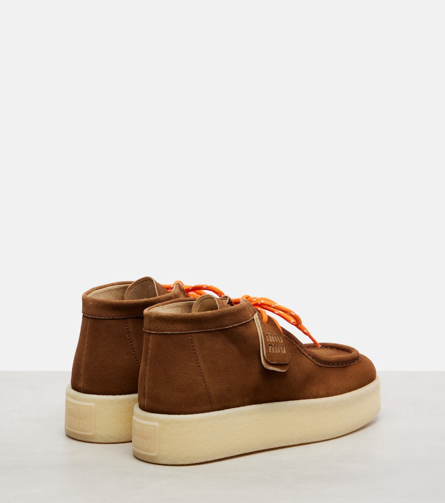 Miu Miu Suede Platform Ankle Boots In Brown
