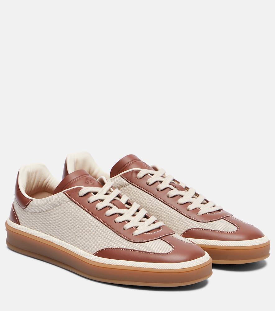 Tennis Walk leather-trimmed sneakers