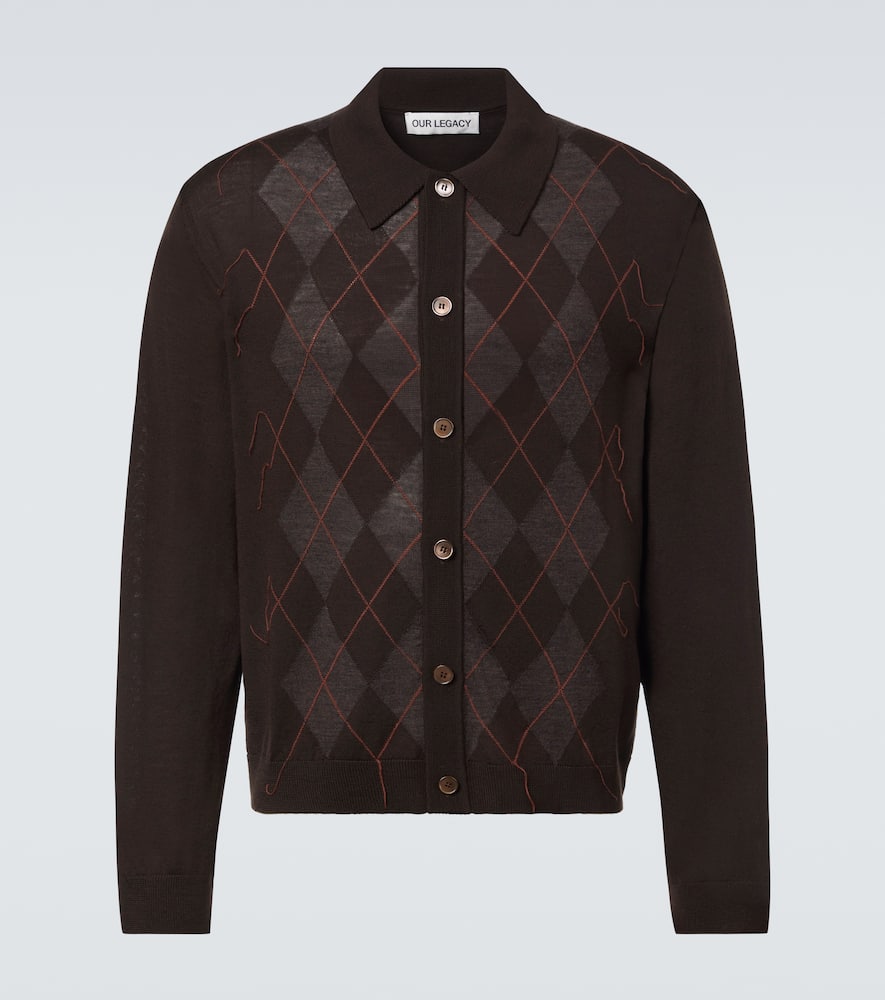Our Legacy Mens Pub Argyle Evening Diamond-stitch Wool Polo Shirt In Brown