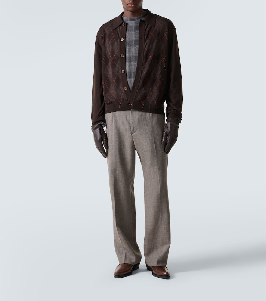 Our Legacy Mens Pub Argyle Evening Diamond-stitch Wool Polo Shirt In Brown