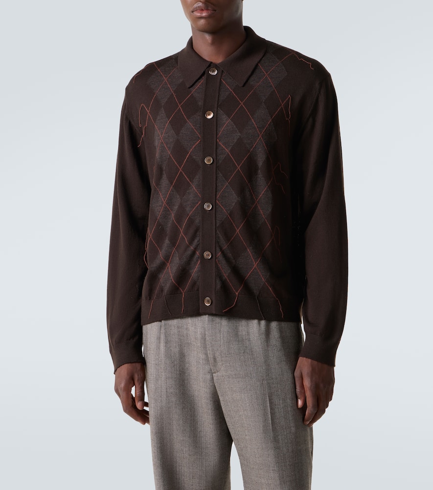 Our Legacy Mens Pub Argyle Evening Diamond-stitch Wool Polo Shirt In Brown