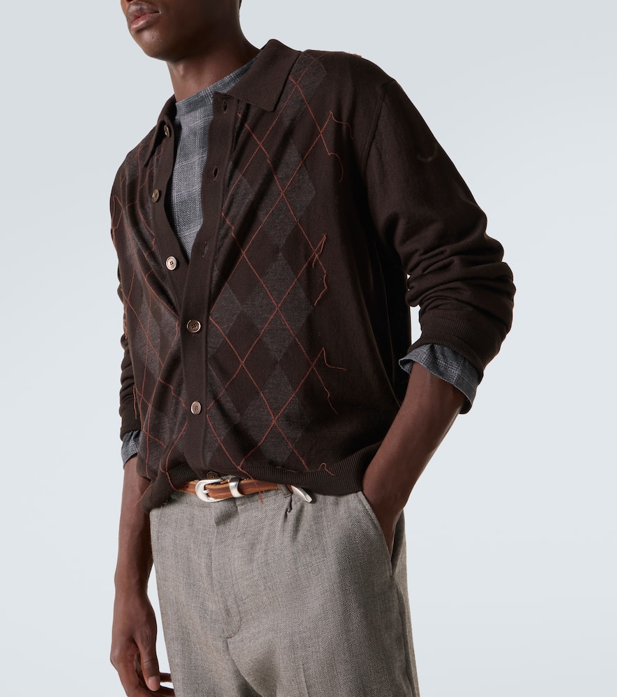 Our Legacy Mens Pub Argyle Evening Diamond-stitch Wool Polo Shirt In Brown