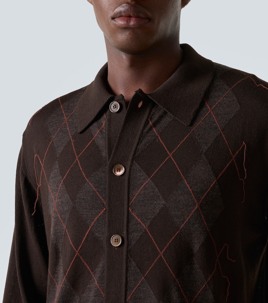 Our Legacy Mens Pub Argyle Evening Diamond-stitch Wool Polo Shirt In Brown