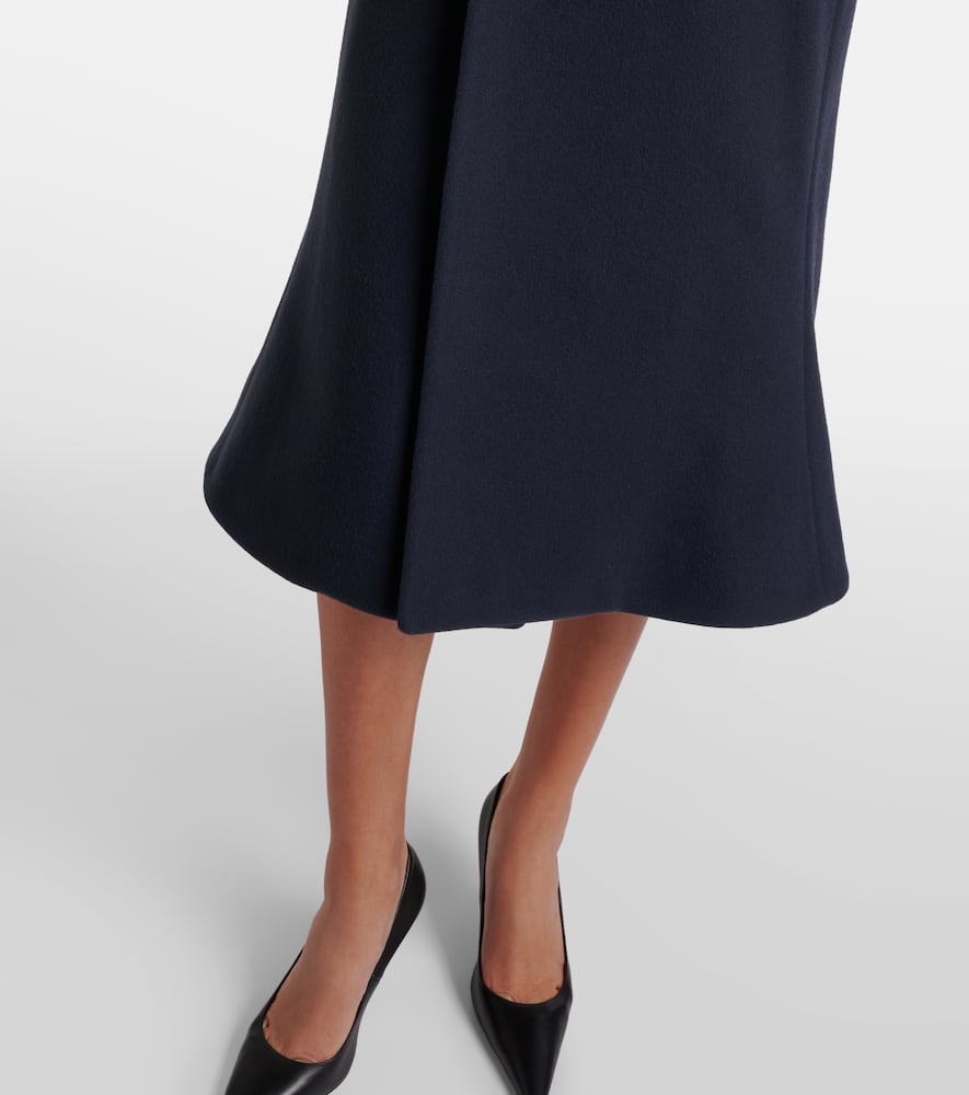 Balenciaga Women Godet Midi Double-breasted Wool Coat In Blue