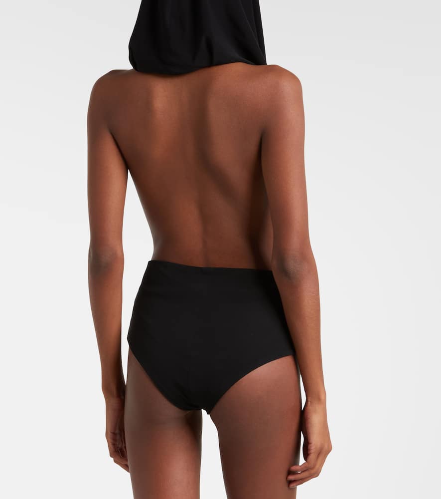 Balmain Hooded Jersey Bodysuit In Black