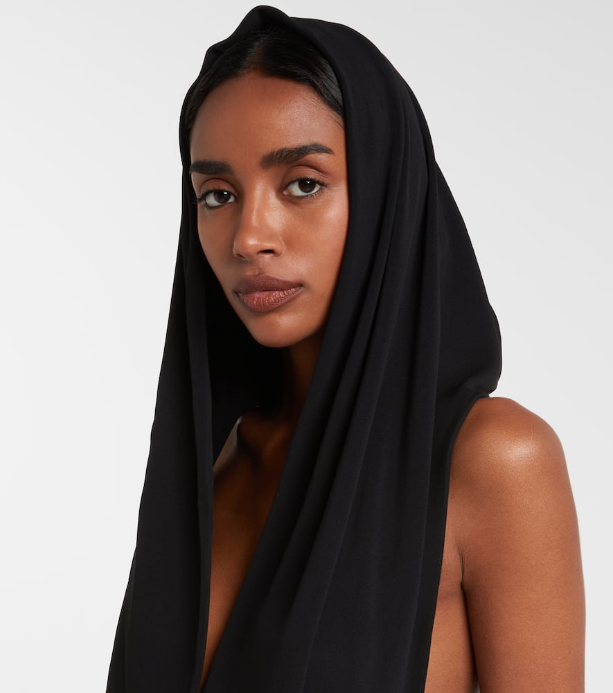 Balmain Hooded Jersey Bodysuit In Black