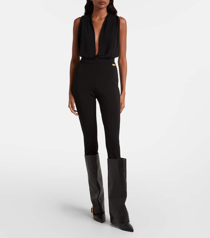 Balmain Hooded Jersey Bodysuit In Black