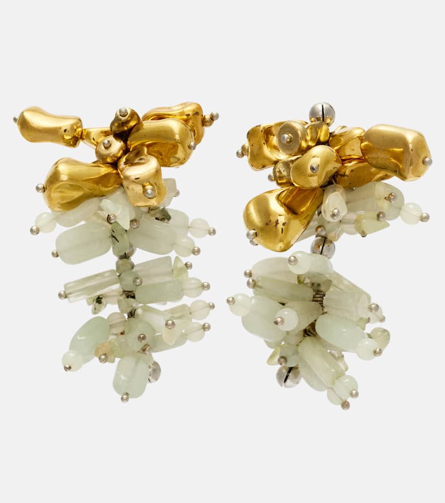 Dries Van Noten Womens Pastel Semi-precious Stone And Brass Earrings In Gold