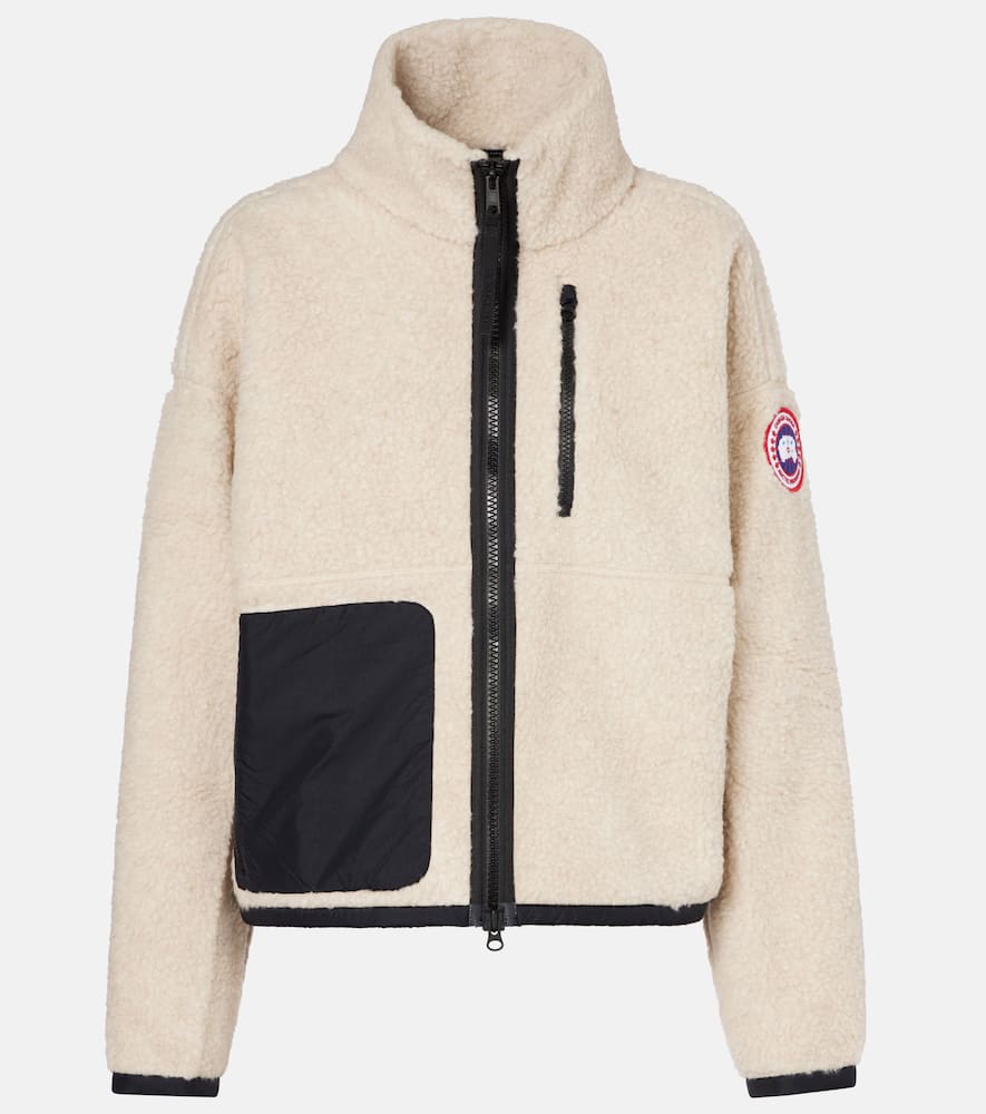 Canada Goose Womens Light Tan-tan Clair Simcoe Fleece Wool-blend Jacket Xs In White