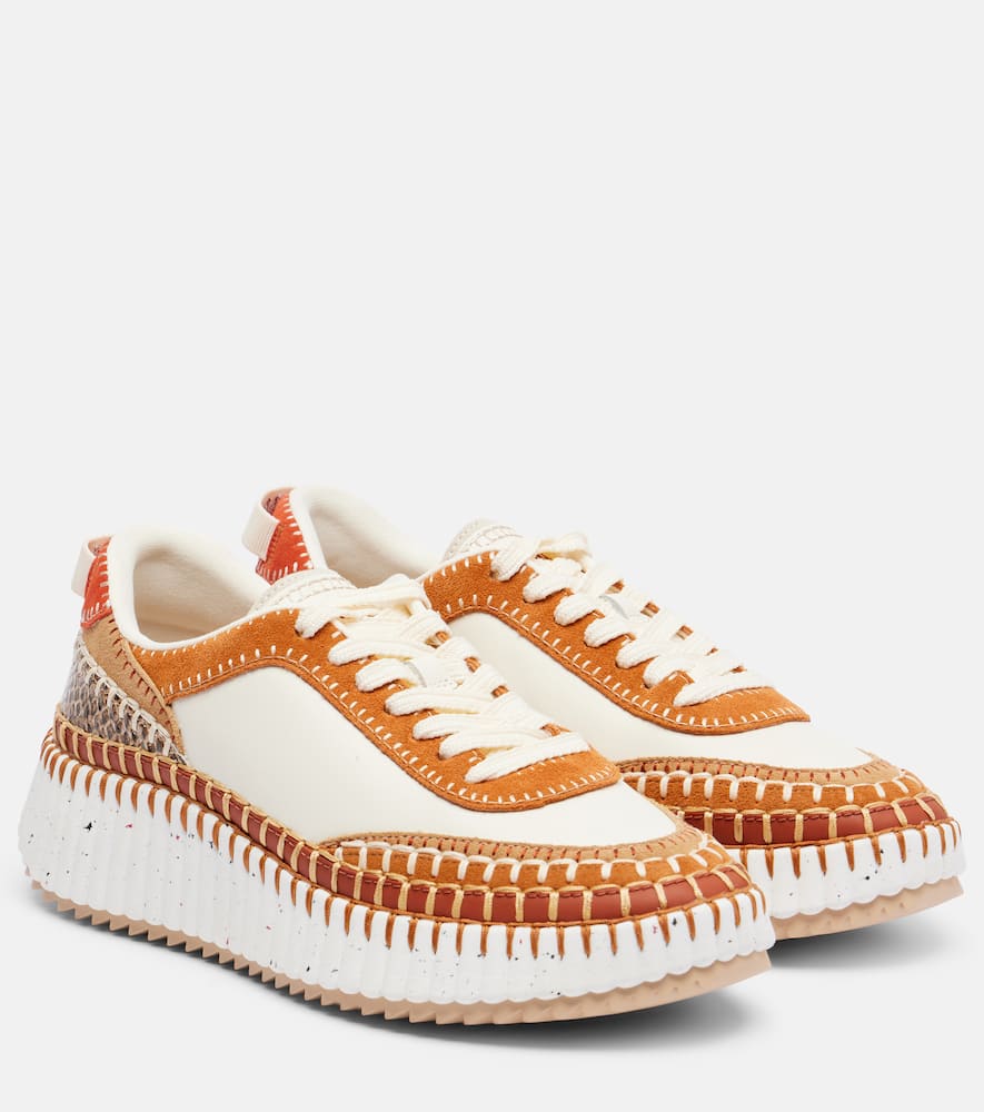 Chloé Nama Suede-trimmed Leather Sneakers In Multi