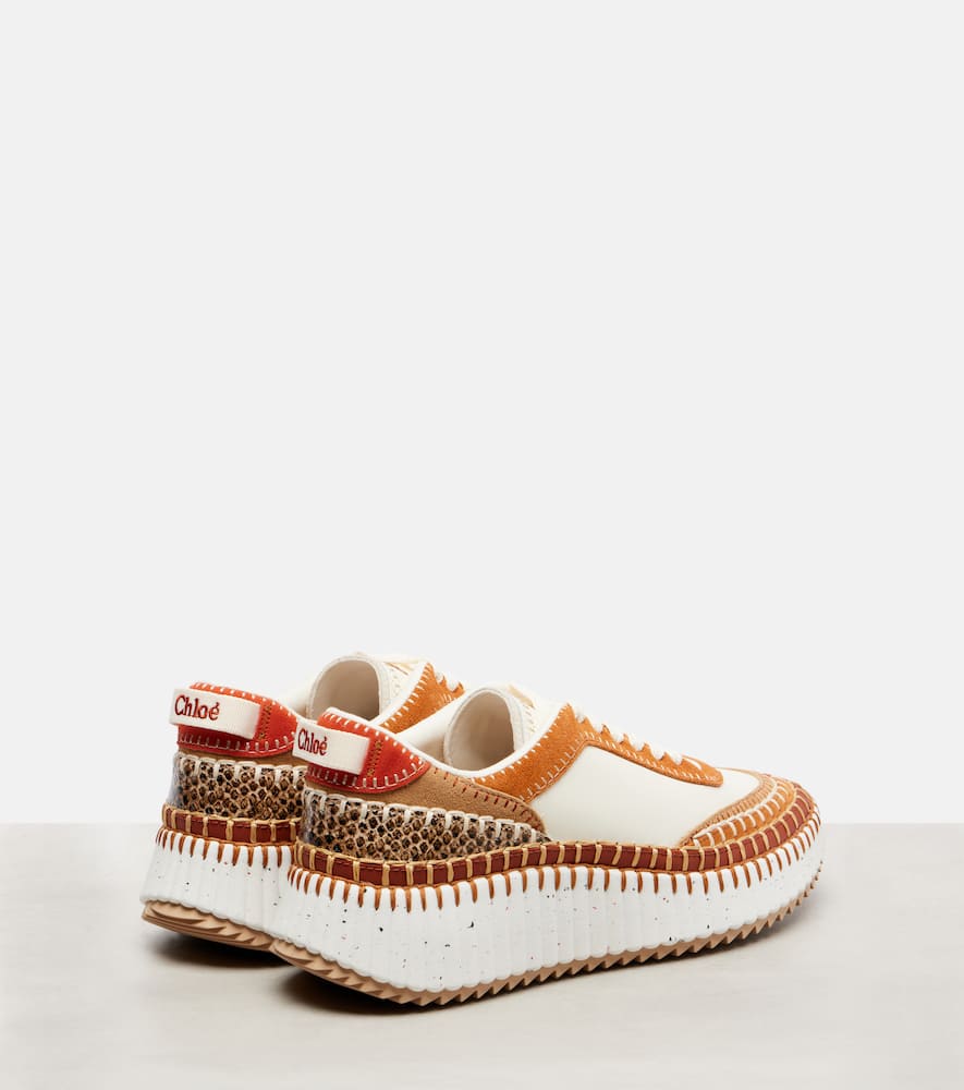 Chloé Nama Suede-trimmed Leather Sneakers In Multi