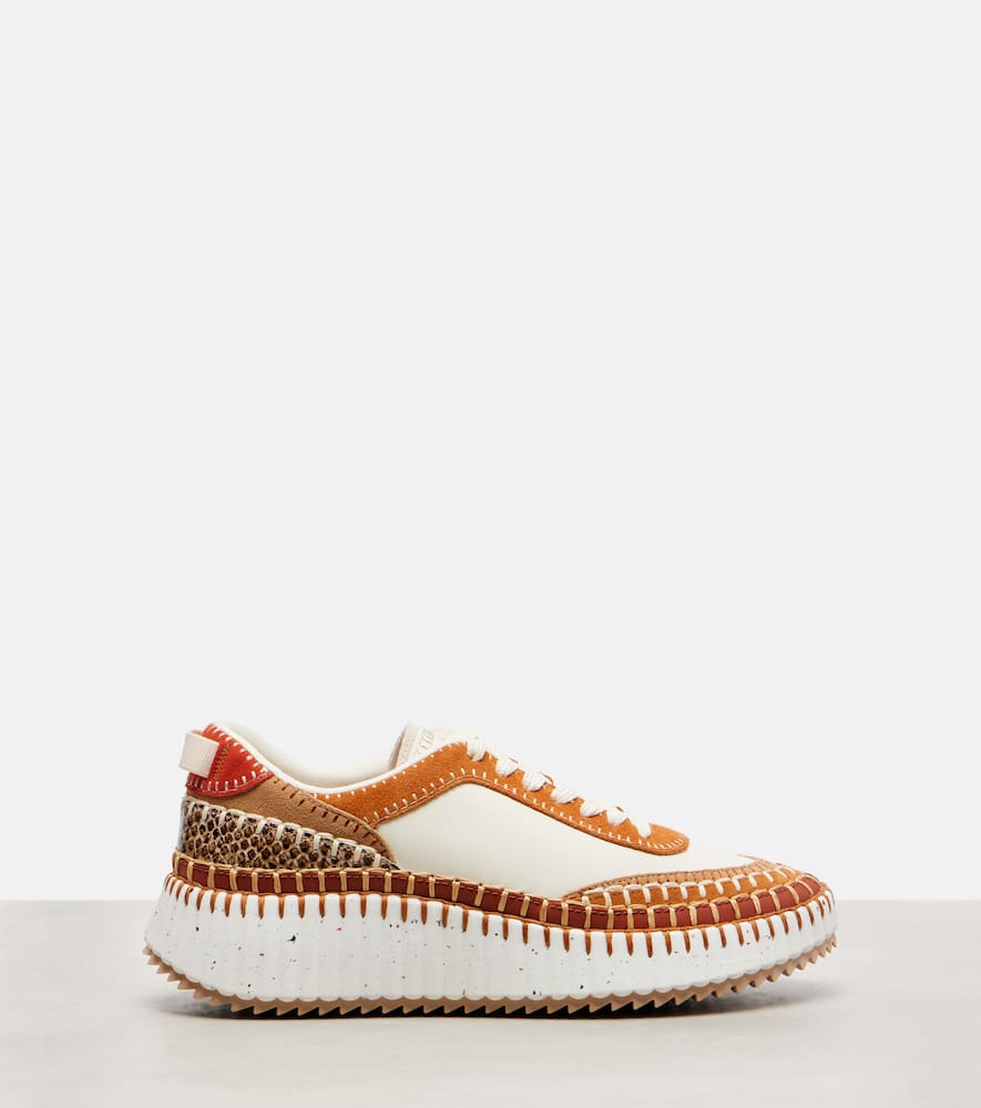 Chloé Nama Suede-trimmed Leather Sneakers In Multi