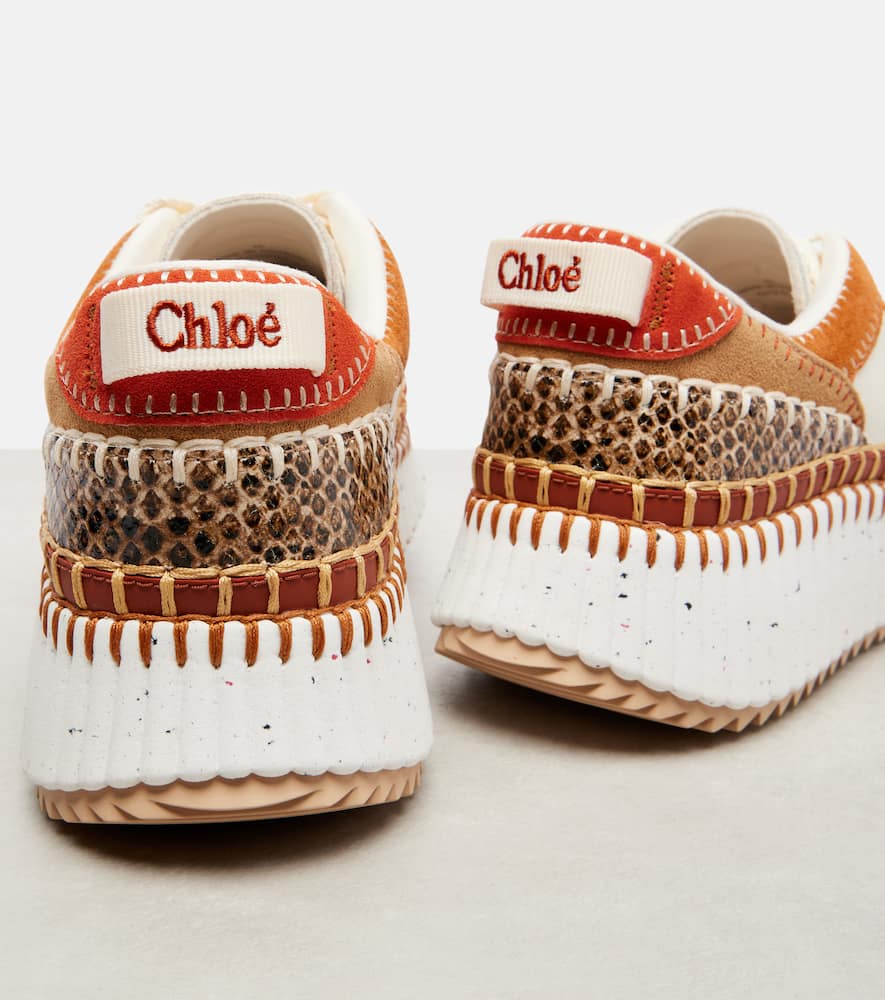 Chloé Nama Suede-trimmed Leather Sneakers In Multi