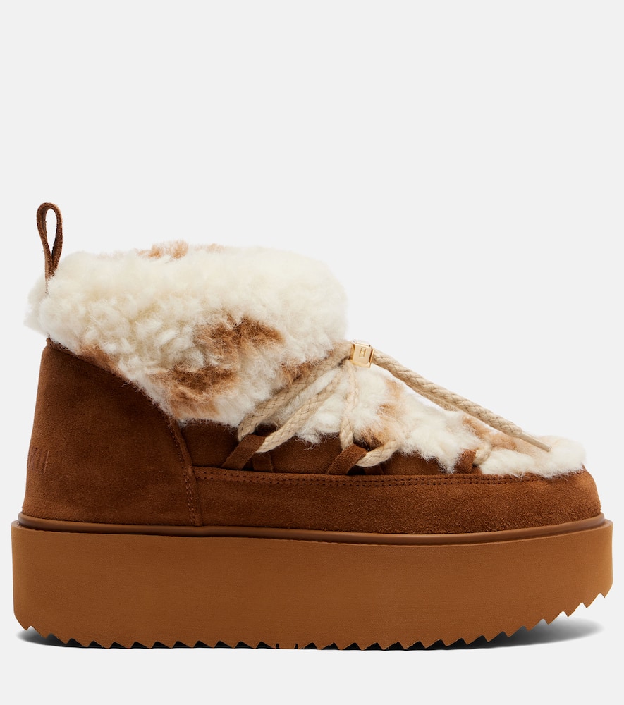 Inuikii Teddy Platform Suede Snow Boots In Nude