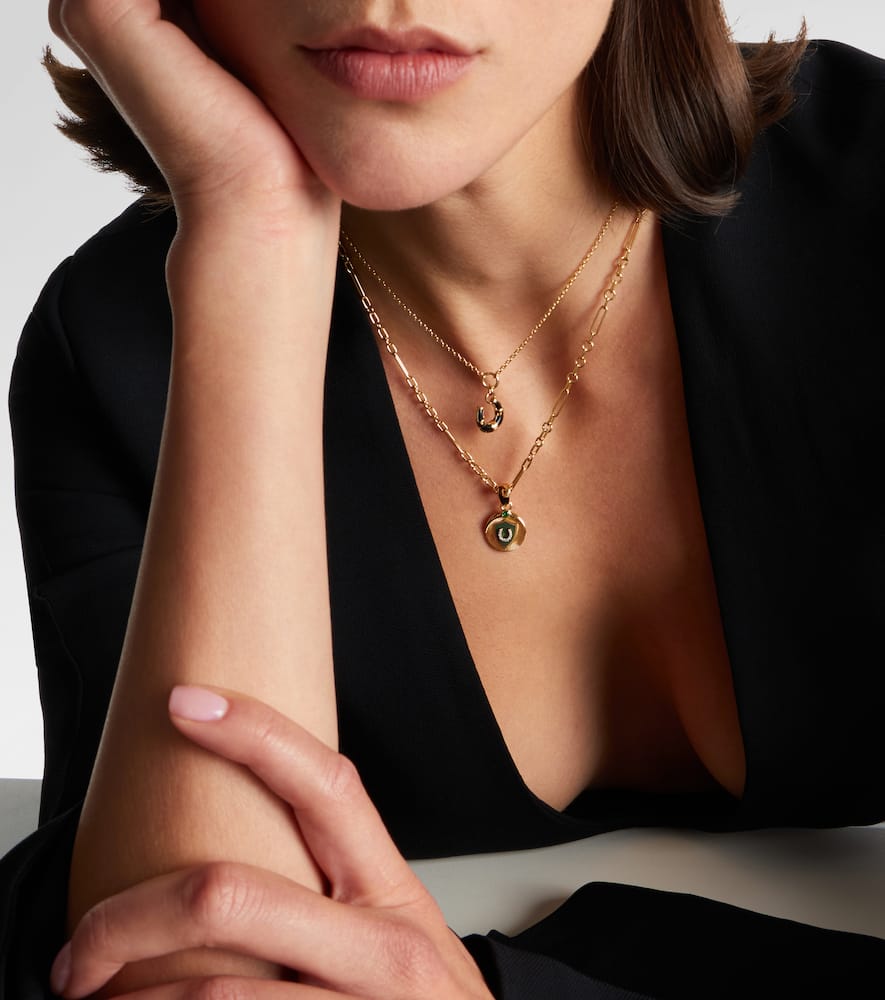 Foundrae 18kt Gold Necklace With Onyx In Gold