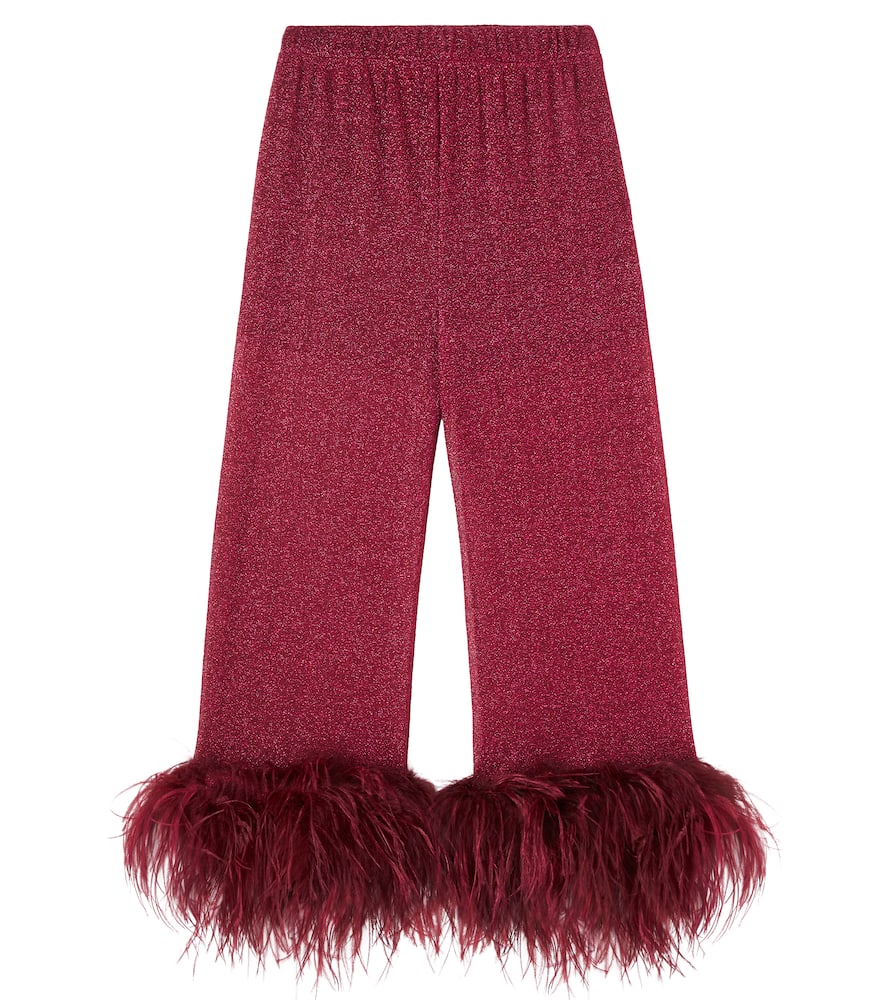 Oseree Lumière Plumage Pants In Burgundy