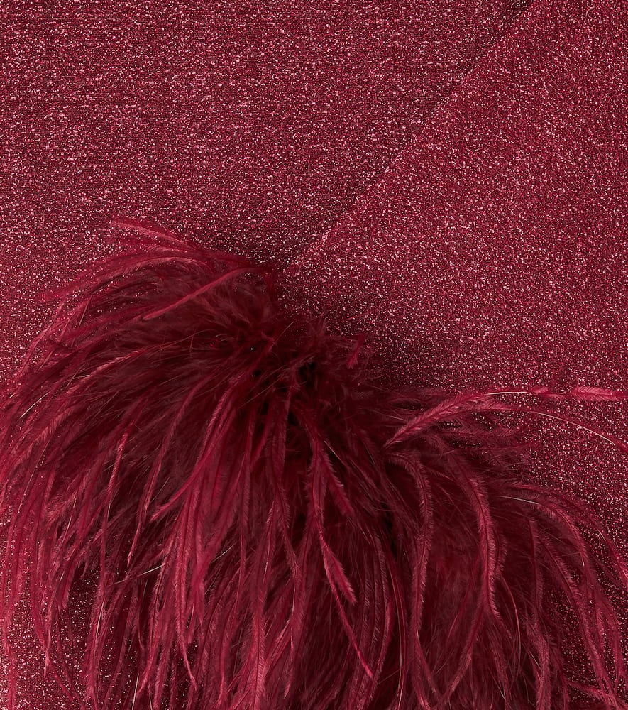 Oseree Lumière Plumage Pants In Burgundy