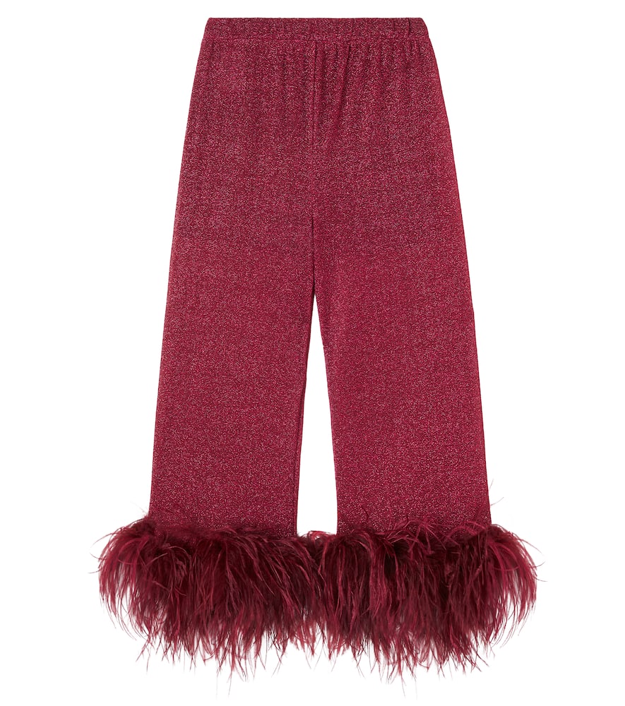 Oseree Lumière Plumage Pants In Burgundy
