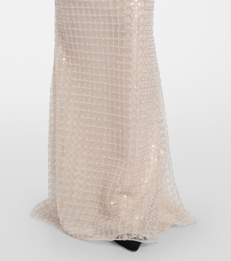  Elie Saab Elie Saab Embellished Silk-blend Bustier Gown 